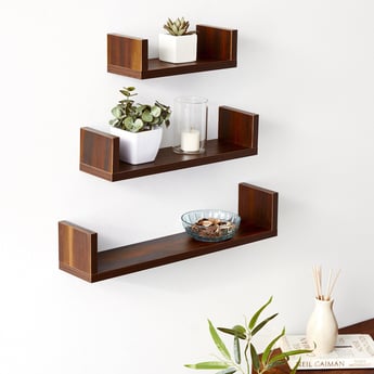 Virgor Set of 3 Stacked Wall Shelves - Brown