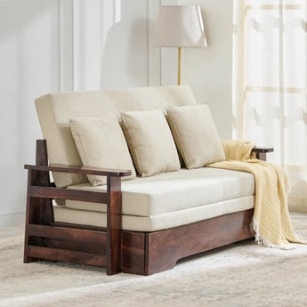 Basil Fabric 3-Seater Sofa Bed - Beige