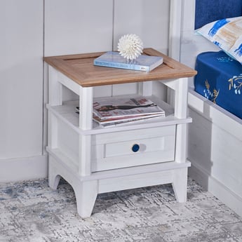 Santorini Bedside Table with Drawer - White