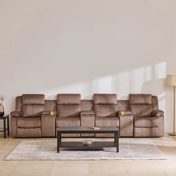 Denver Fabric 4-Seater Recliner Set with Console - Brown