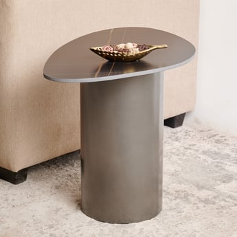 Marquina Faux Marble Top End Table - Grey
