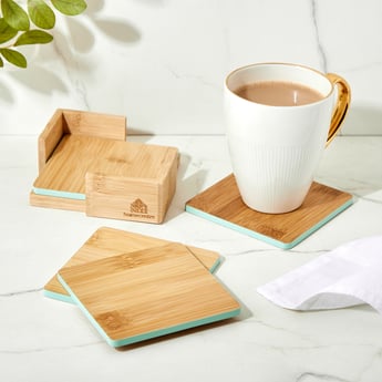 Spinel Perennial Set of 4 Bamboo Coasters with Holder