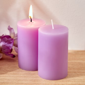 Colour Refresh Set of 2 Lavender Scented Pillar Candles