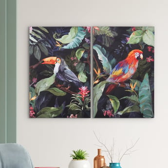 Corsica Brezza Set of 2 Canvas Bird Jungle Picture Frame - 40x60cm
