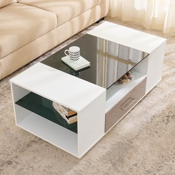 Quadro Glass Top Coffee Table - White
