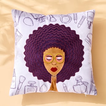 Funky Faces Printed Filled Cushion - 40x40cm