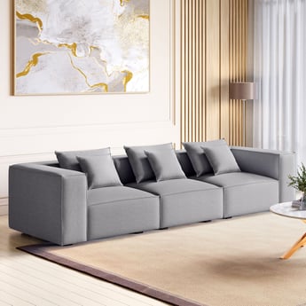 Mills Fabric 3-Seater Sofa - Grey
