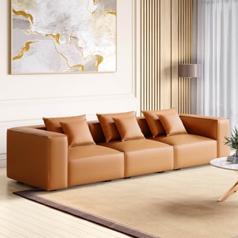 Mills Half Leather 3-Seater Sofa - Brown