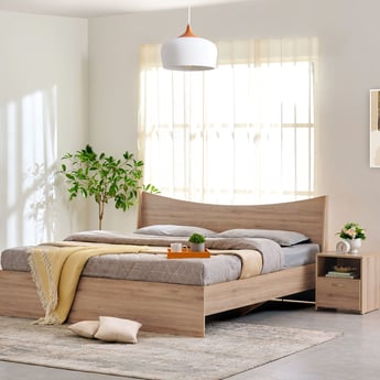 Helios Alton King Bed with Bedside Table - Brown