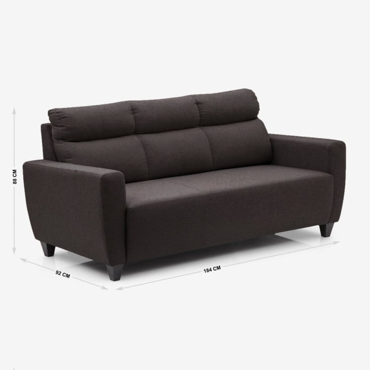 Helios Emily Fabric 3-Seater Sofa - Brown