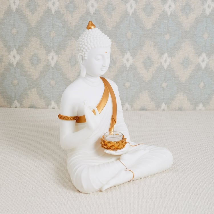 Noor Polyresin Buddha Figurine with T-Light Holder