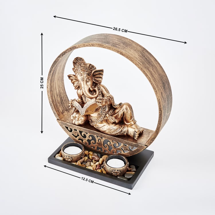 Renaissance Polyresin Ganesha Figurine with T-Light Holder