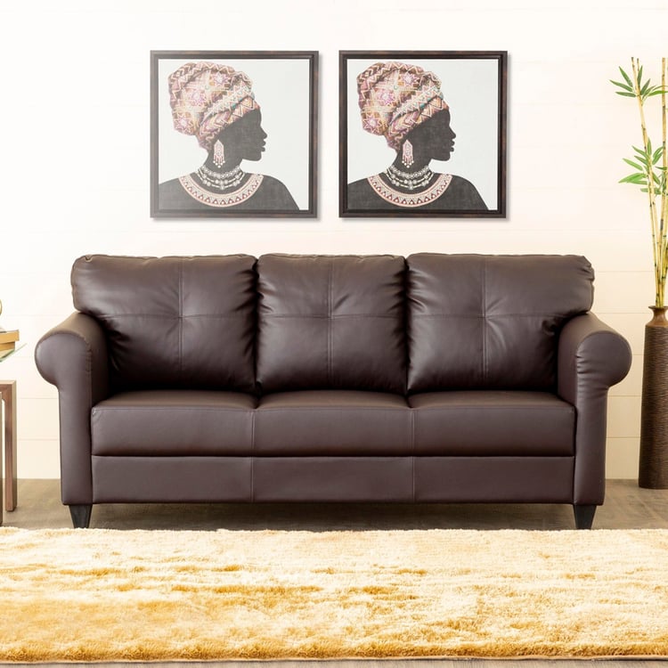 Helios Roslyn Nxt Faux Leather 3-Seater Sofa - Brown