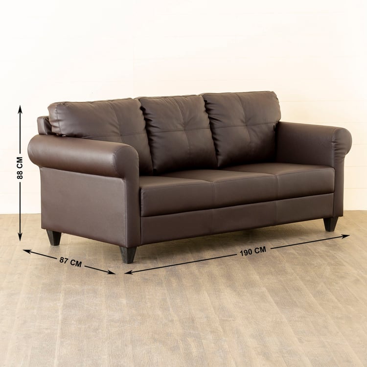 Helios Roslyn Nxt Faux Leather 3-Seater Sofa - Brown
