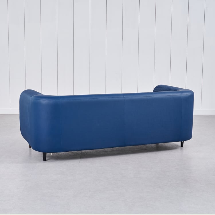 Sapphire Half Leather 3-Seater Sofa with Cushions - Blue