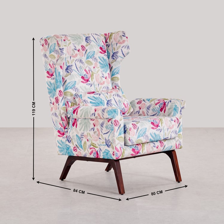 Moderno Fabric Wing Chair - White