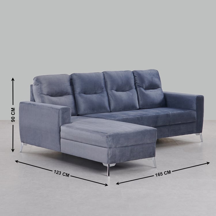 Helios Vive Fabric 3-Seater Left Corner Sofa with Chaise - Grey