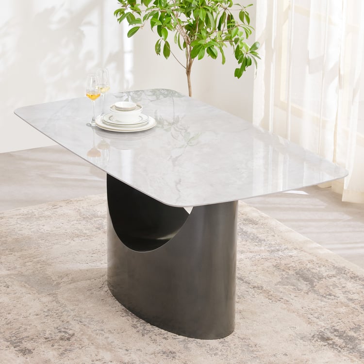 Marquina Ceramic 6-Seater Dining Table - Grey