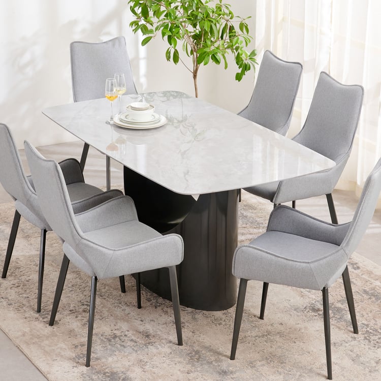 Marquina Ceramic 6-Seater Dining Table - Grey