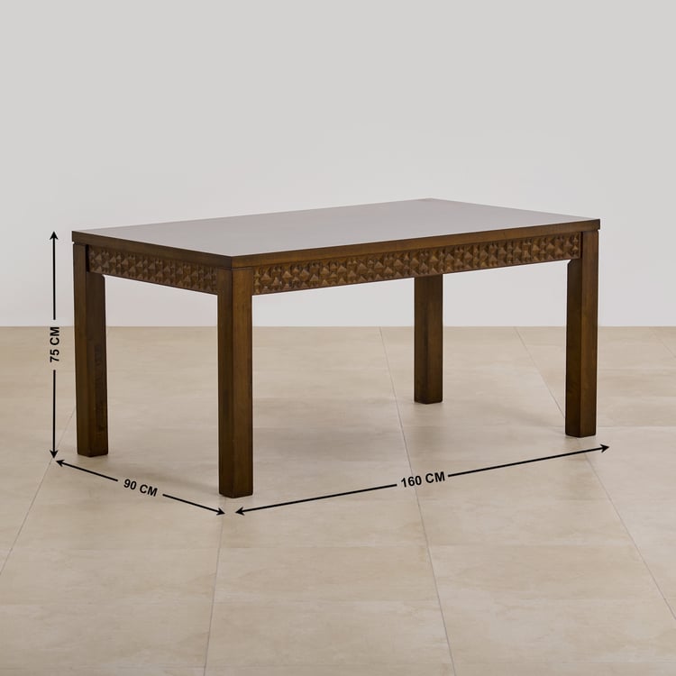 (Refurbished) Rio Rubber Wood 6-Seater Dining Table - Brown