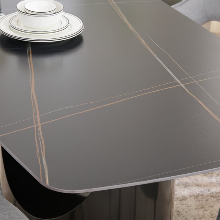 Marquina Ceramic 6-Seater Dining Table - Black