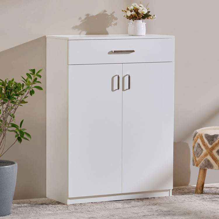 Quadro 8 Pairs Shoe Cabinet with Drawer - White