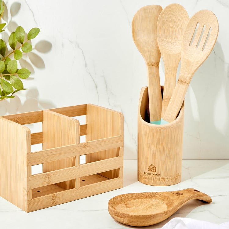 Spinel Perennial 4Pcs Bamboo Spatulas with Holder