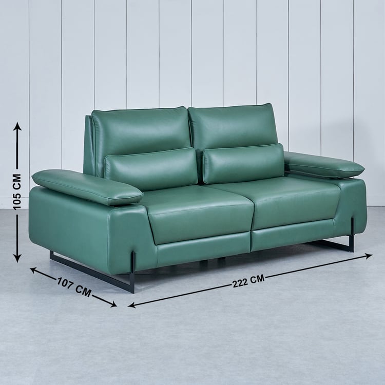 Fern Living Half Leather 3-Seater Sofa - Green