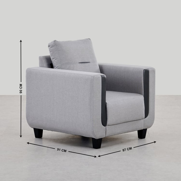 Berry Fabric 1-Seater Sofa - Grey