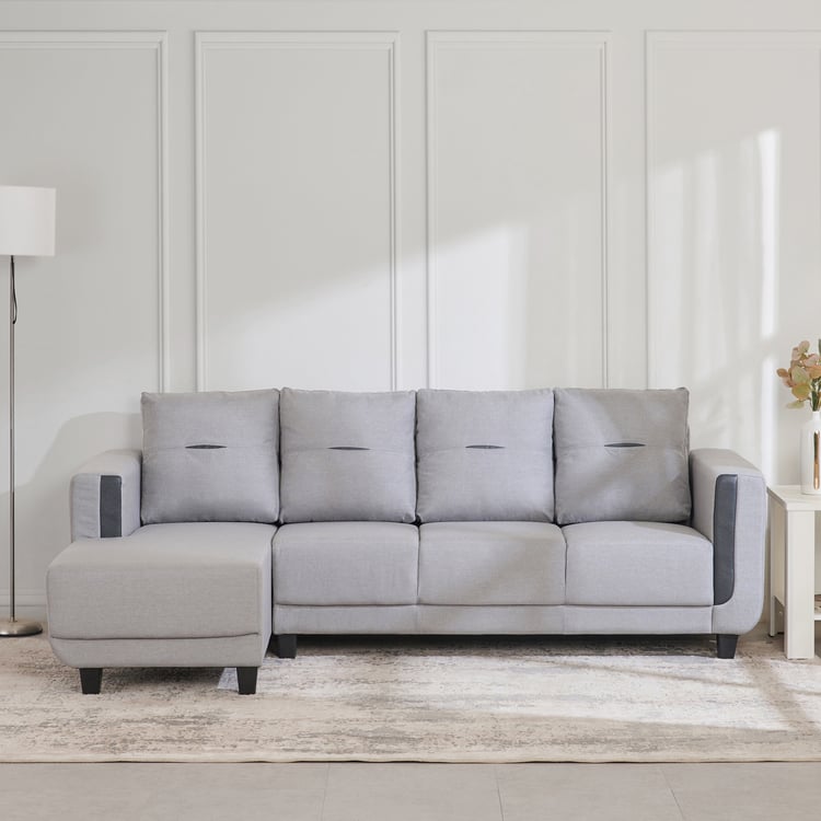 Berry Fabric 3-Seater Corner Sofa with Left Chaise - Grey