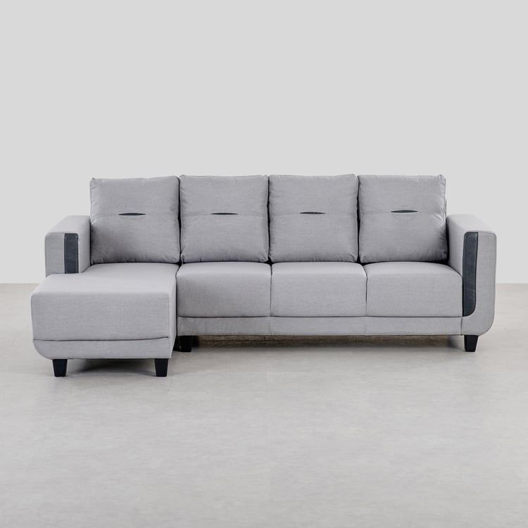 Berry Fabric 3-Seater Corner Sofa with Left Chaise - Grey