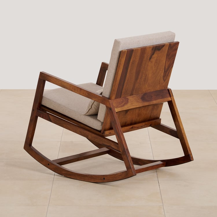 (Refurbished) Ryker Sheesham Wood Rocking Chair - Beige