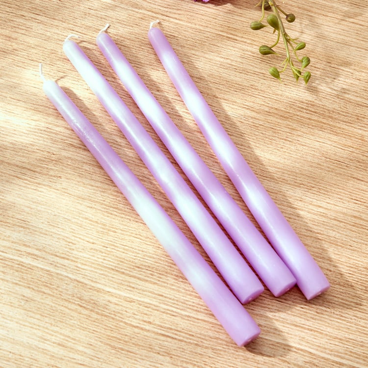 Colour Refresh Set of 4 Lavender Scented Taper Candles