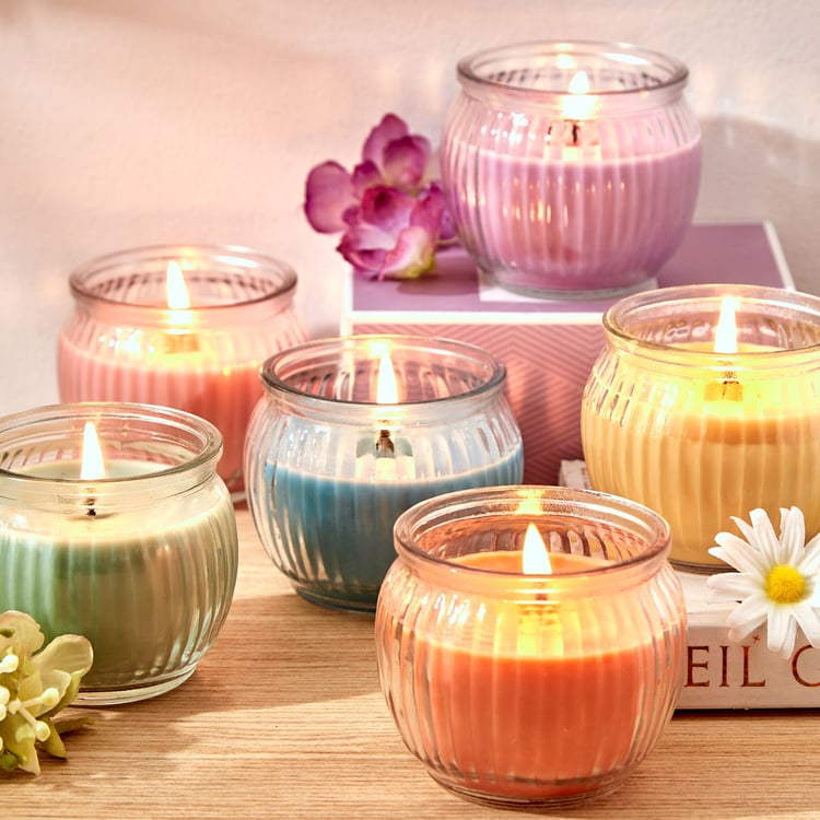 Colour Refresh Lavender Scented Ribbed Jar Candle