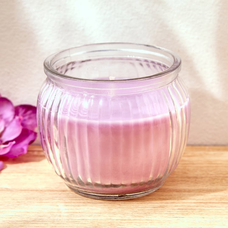 Colour Refresh Lavender Scented Ribbed Jar Candle