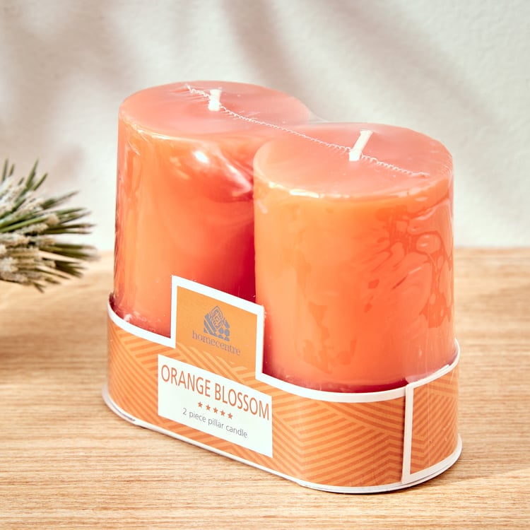 Colour Refresh Set of 2 Mandarin Scented Pillar Candles