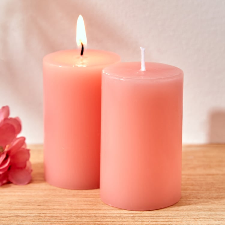 Colour Refresh Set of 2 Rose Scented Pillar Candle