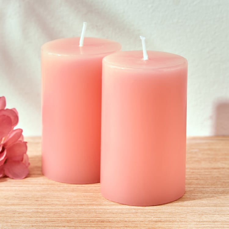 Colour Refresh Set of 2 Rose Scented Pillar Candle
