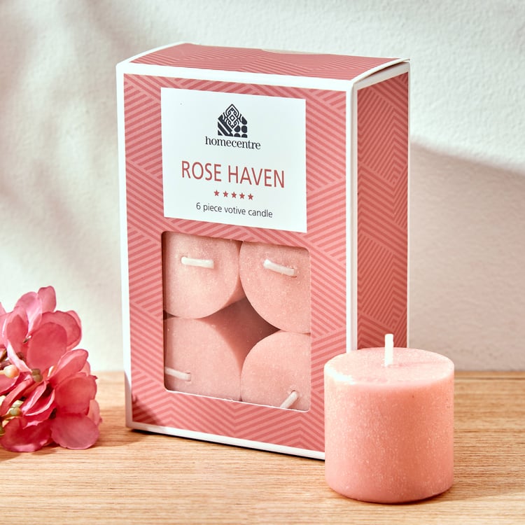 Colour Refresh Set Of 6 Rose Scented Votive Candles
