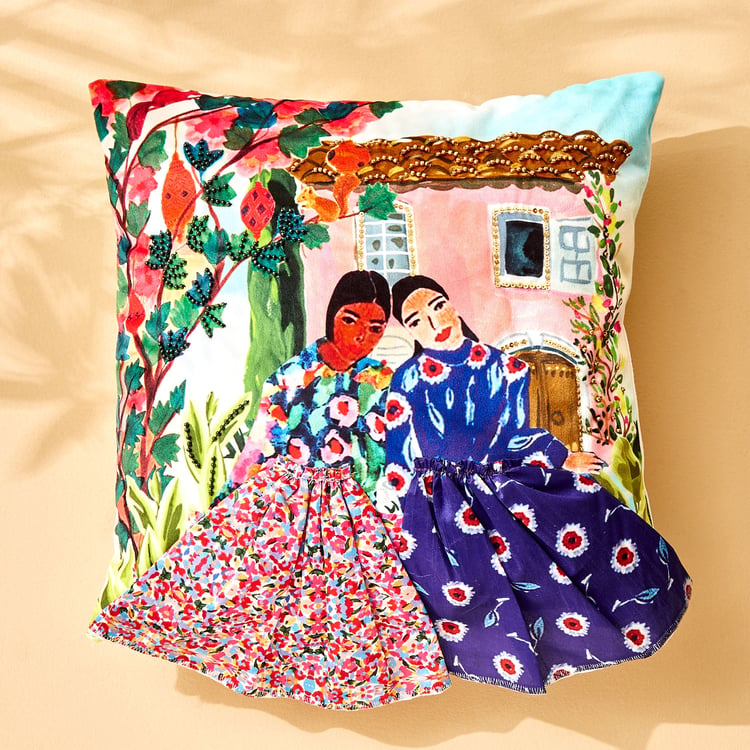 Quirk Queens Embellished Filled Cushion - 40x40cm