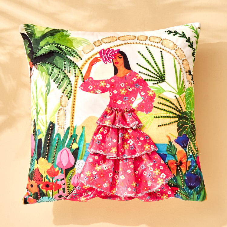 Quirk Queens Embellished Filled Cushion - 40x40cm