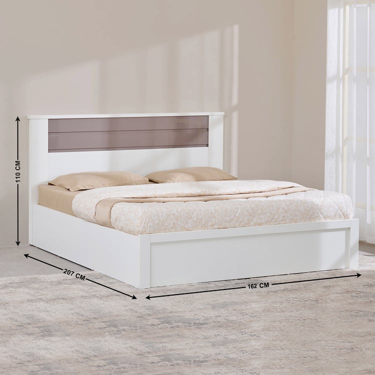 Quadro Cosco Queen Bed with Hydraulic Storage - White