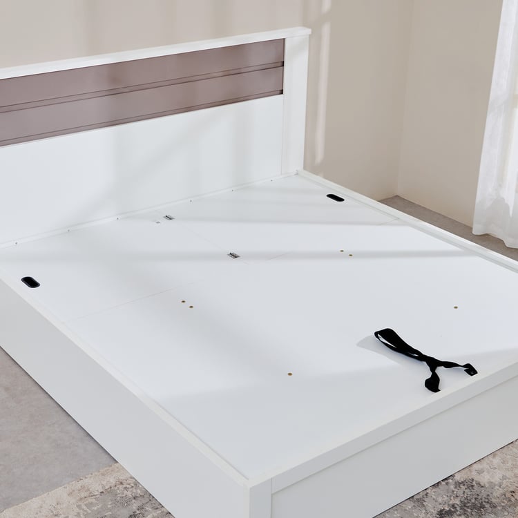Quadro Cosco Queen Bed with Hydraulic Storage - White