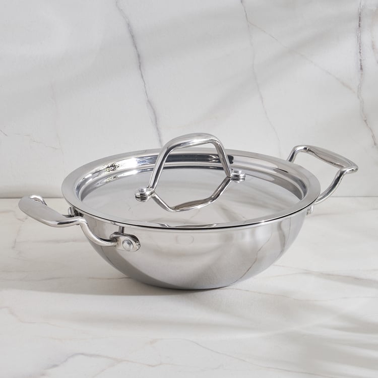 Valeria Carin Stainless Steel Kadhai with Lid - 28cm